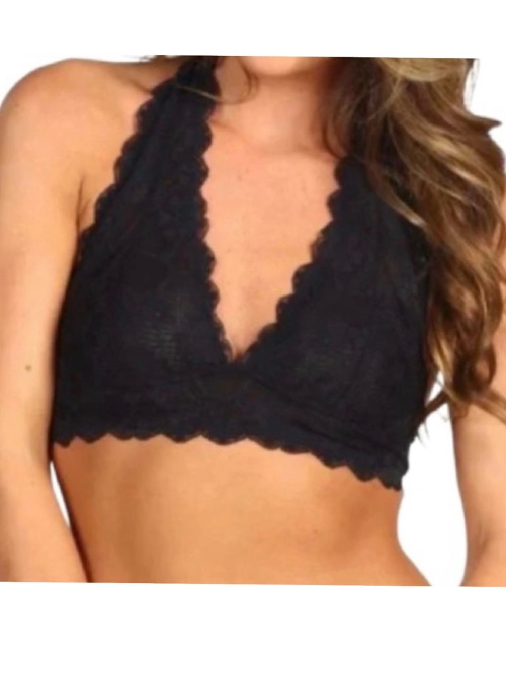 Free People Black Galloon Lace Halter Bra (NWT) (Size: XS)